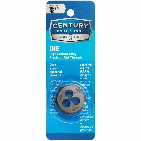 Century Drill Tool Century Drill & Tool 10-24 National Coarse 1 In. Across Flats Fractional Hexagon Die 96104